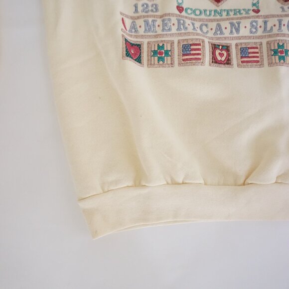 Vintage Cream Cotton Cabincore Eclectic Grandpa Country Graphic Sweatshirt L - Picture 6 of 10